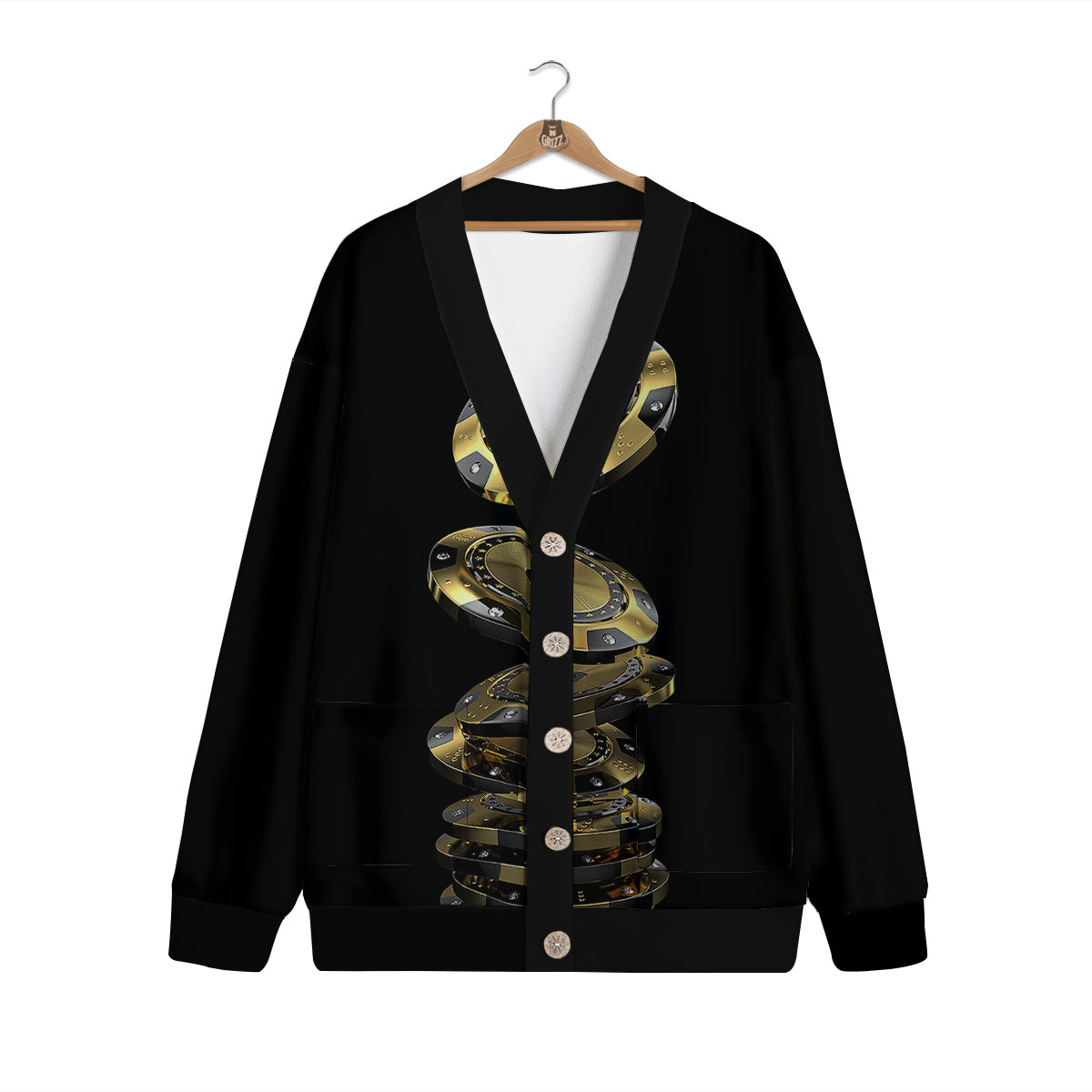 Casino Chips Poker Print Cardigan-grizzshop