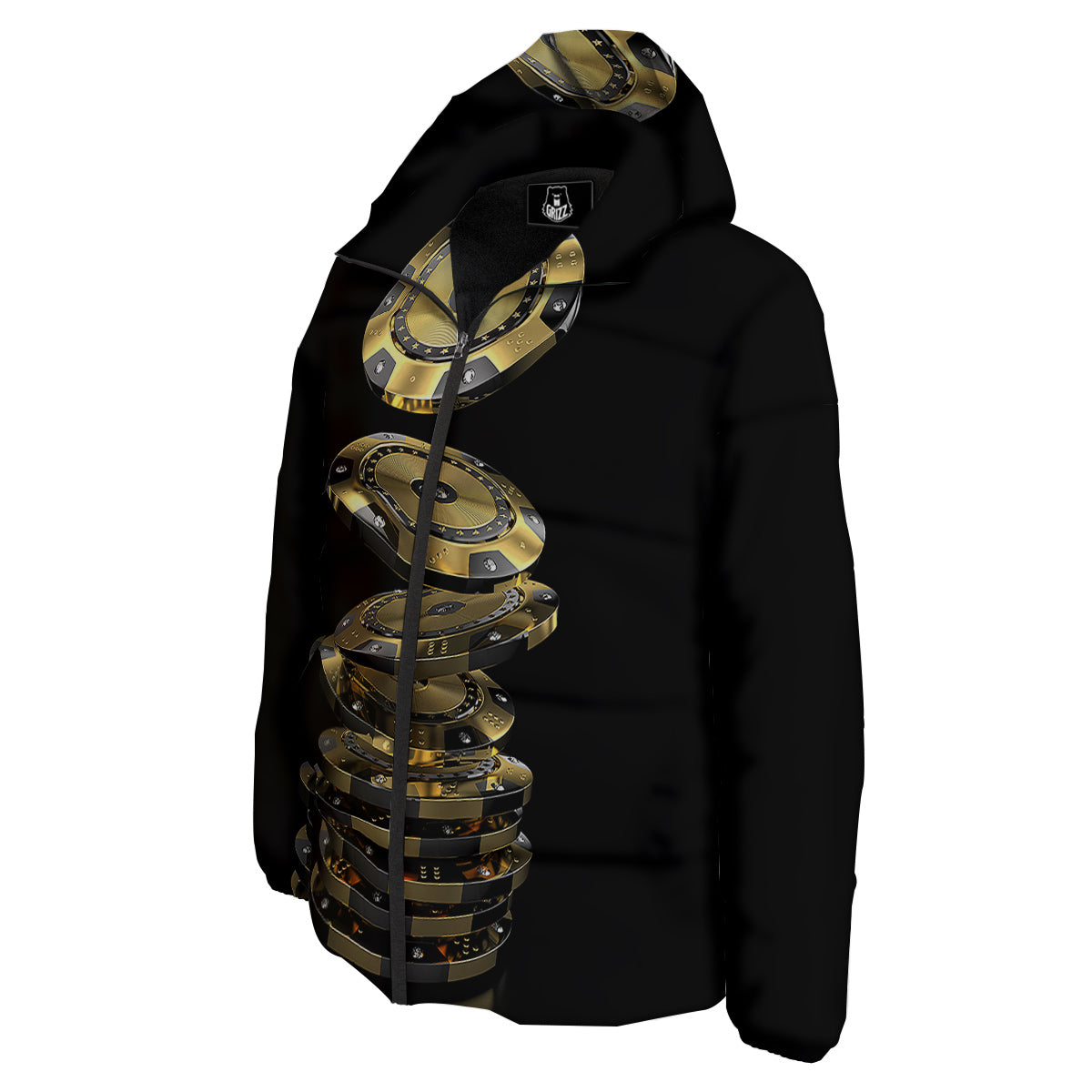 Casino Chips Poker Print Down Jacket-grizzshop