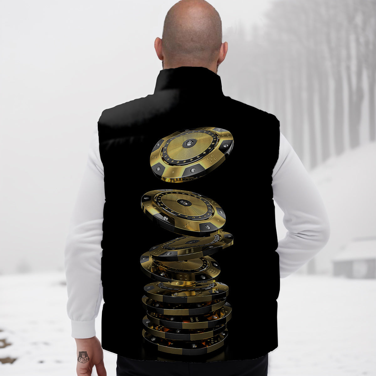 Casino Chips Poker Print Down Vest