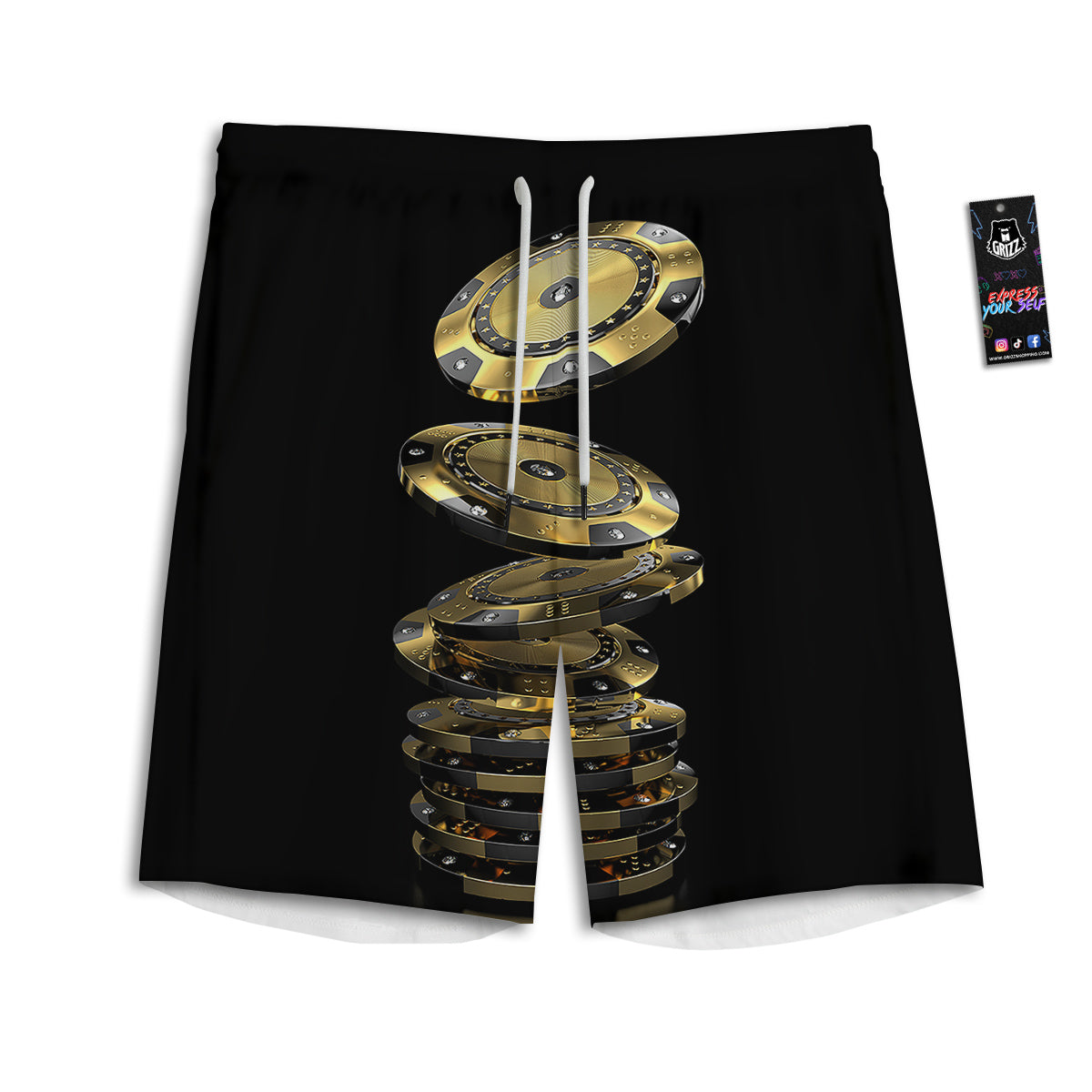 Casino Chips Poker Print Men's Athletic Shorts