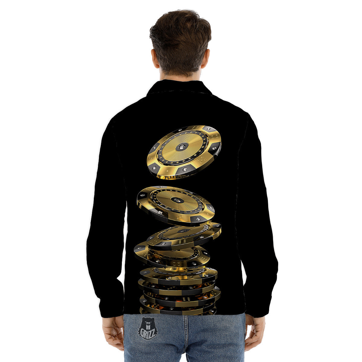 Casino Chips Poker Print Men's Dress Shirts-grizzshop