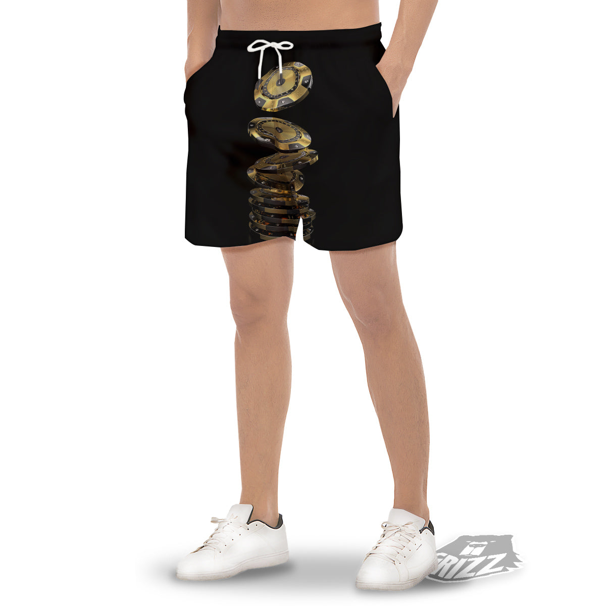 Casino Chips Poker Print Men's Gym Shorts-grizzshop