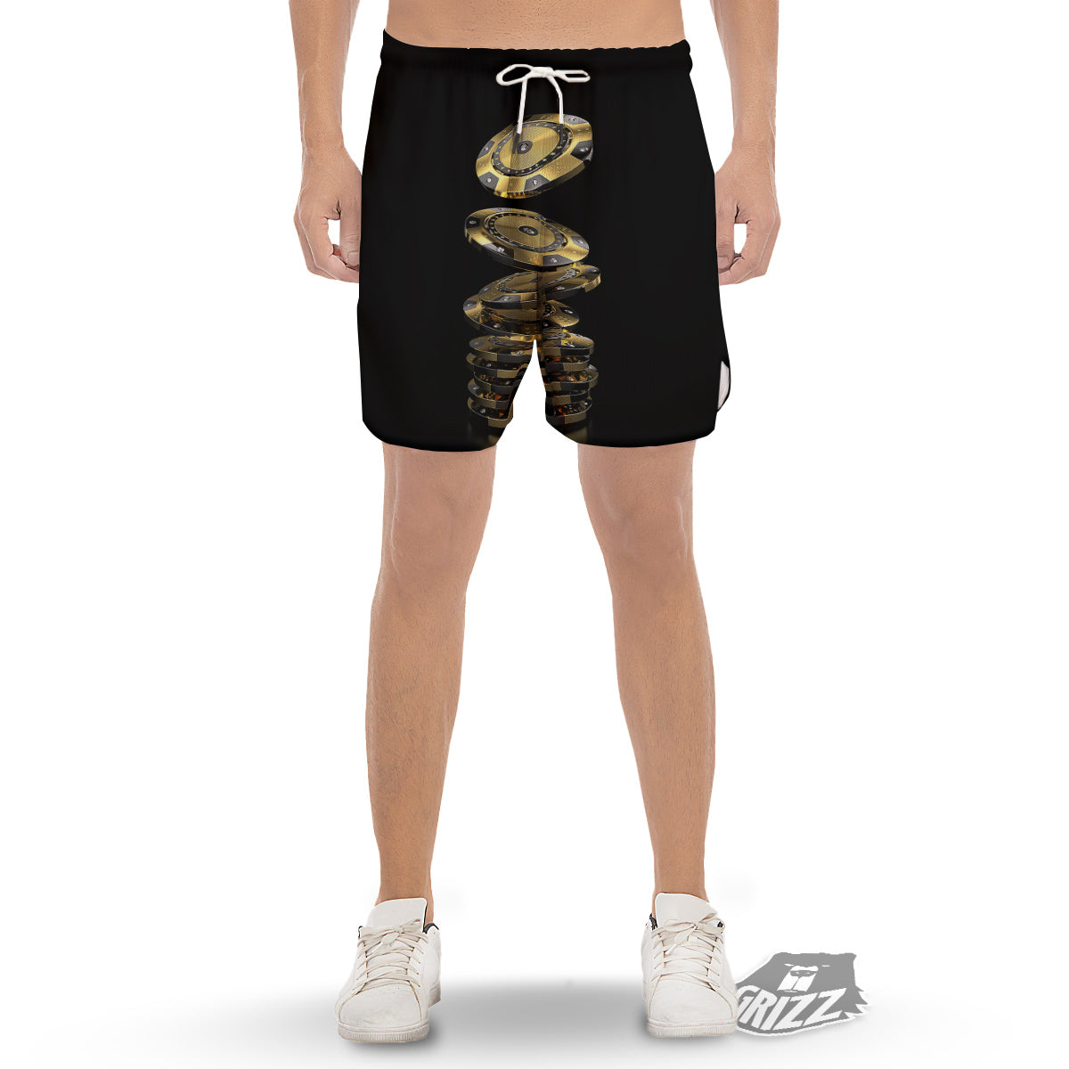 Casino Chips Poker Print Men's Gym Shorts-grizzshop