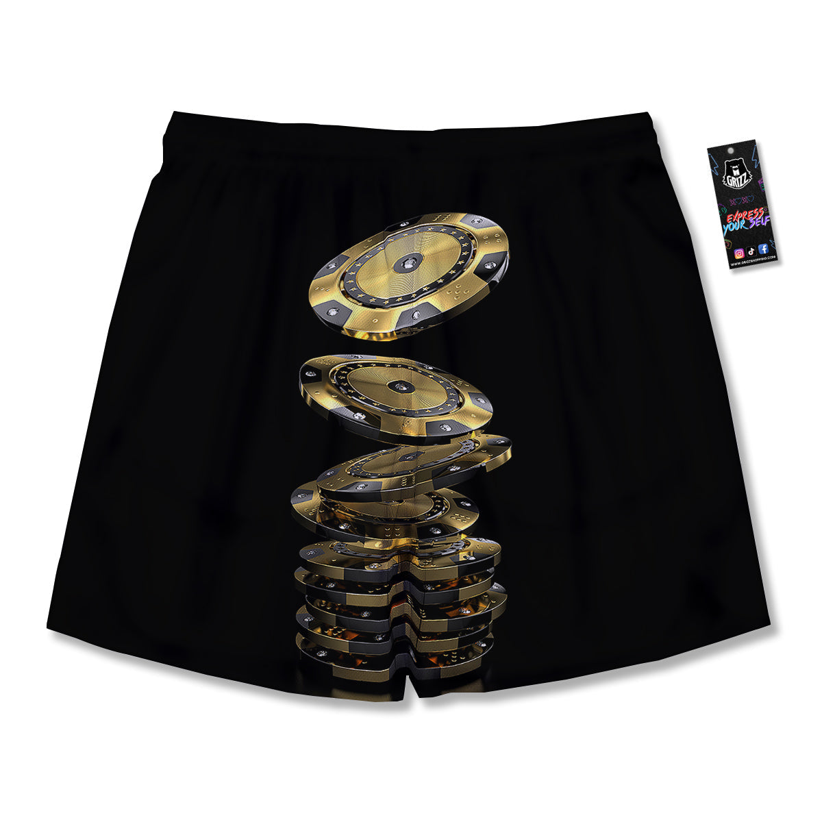 Casino Chips Poker Print Men's Running Shorts-grizzshop