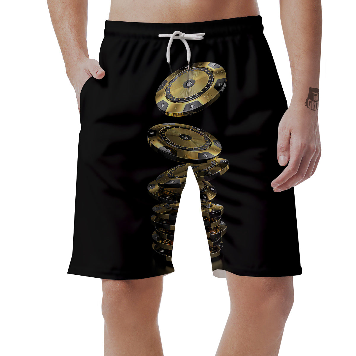 Casino Chips Poker Print Men's Shorts-grizzshop