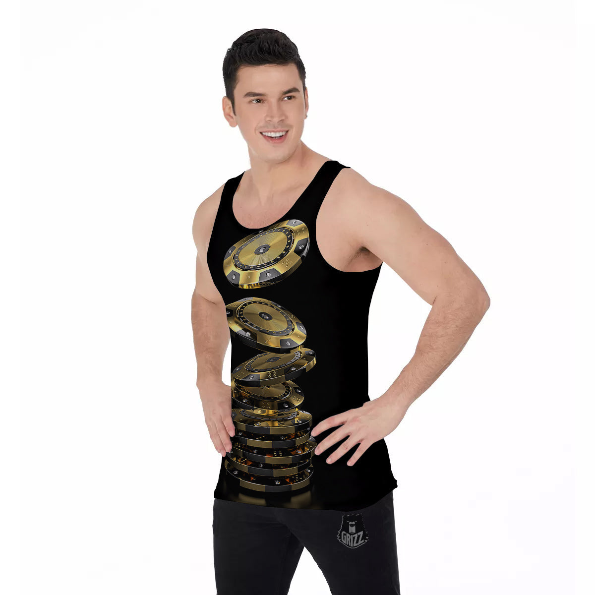 Casino Chips Poker Print Men's Tank Top-grizzshop