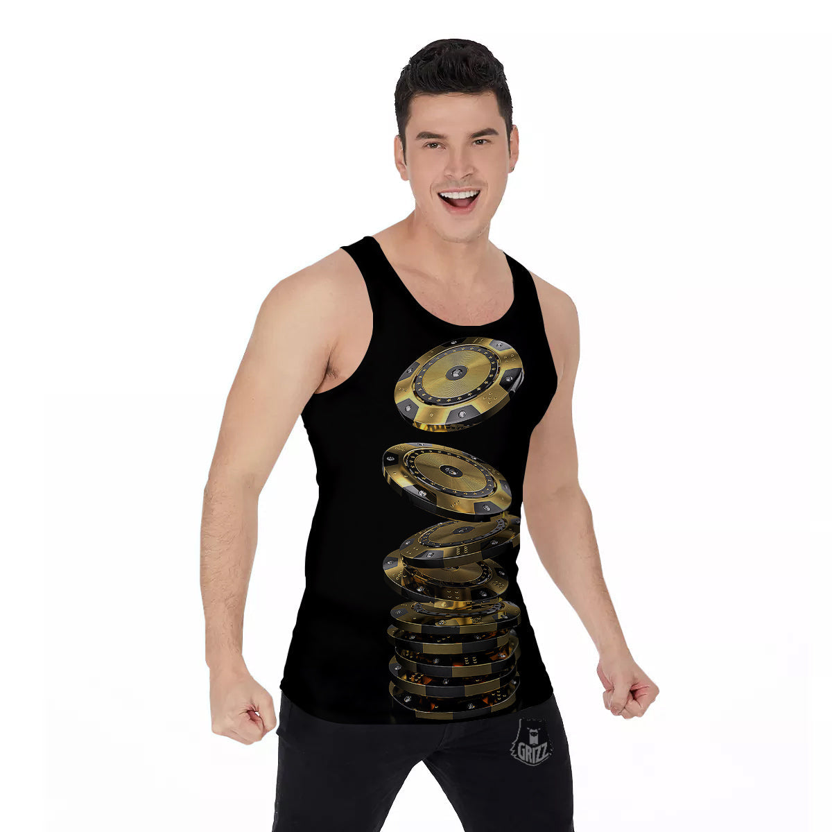 Casino Chips Poker Print Men's Tank Top-grizzshop