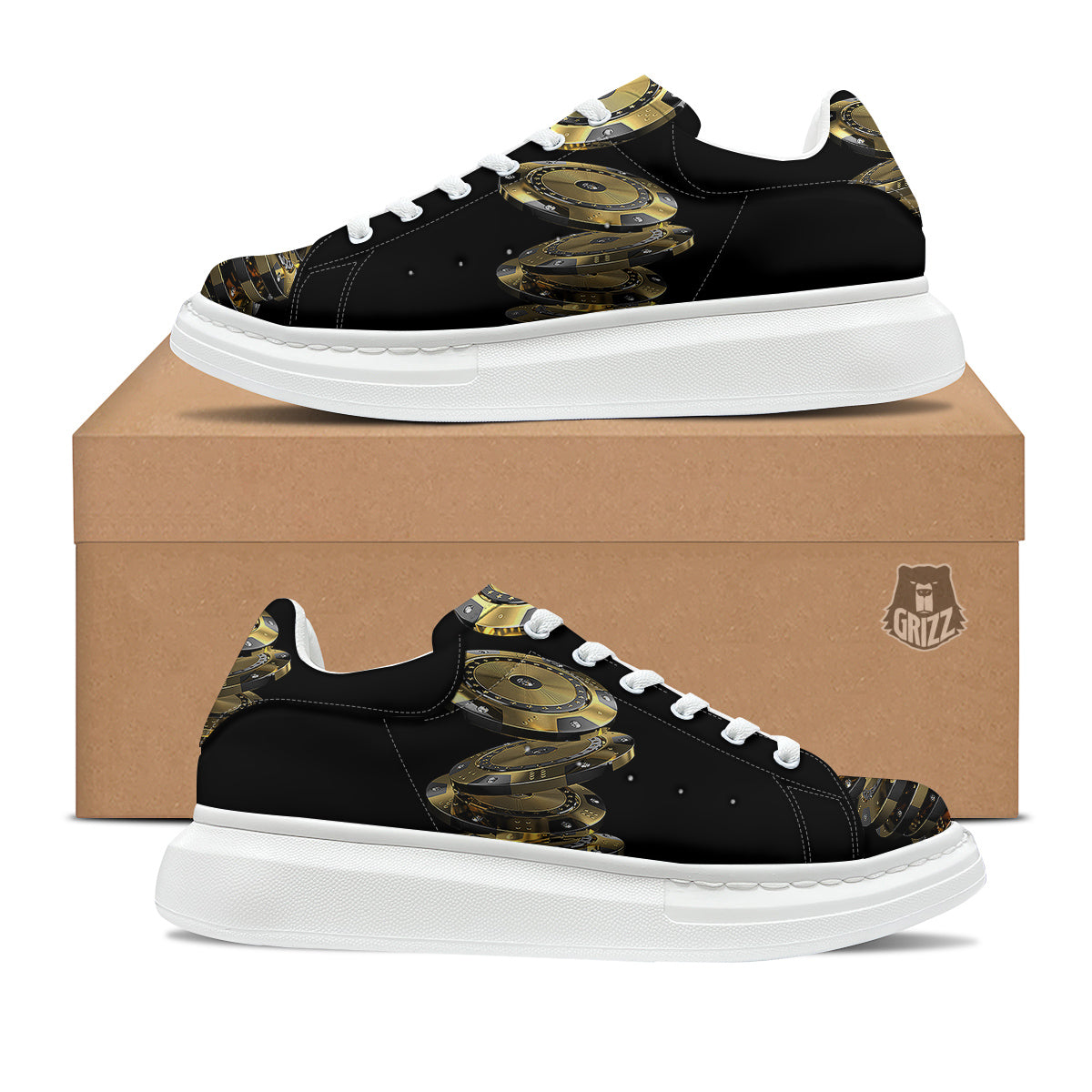 Casino Chips Poker Print Platform Shoes-grizzshop