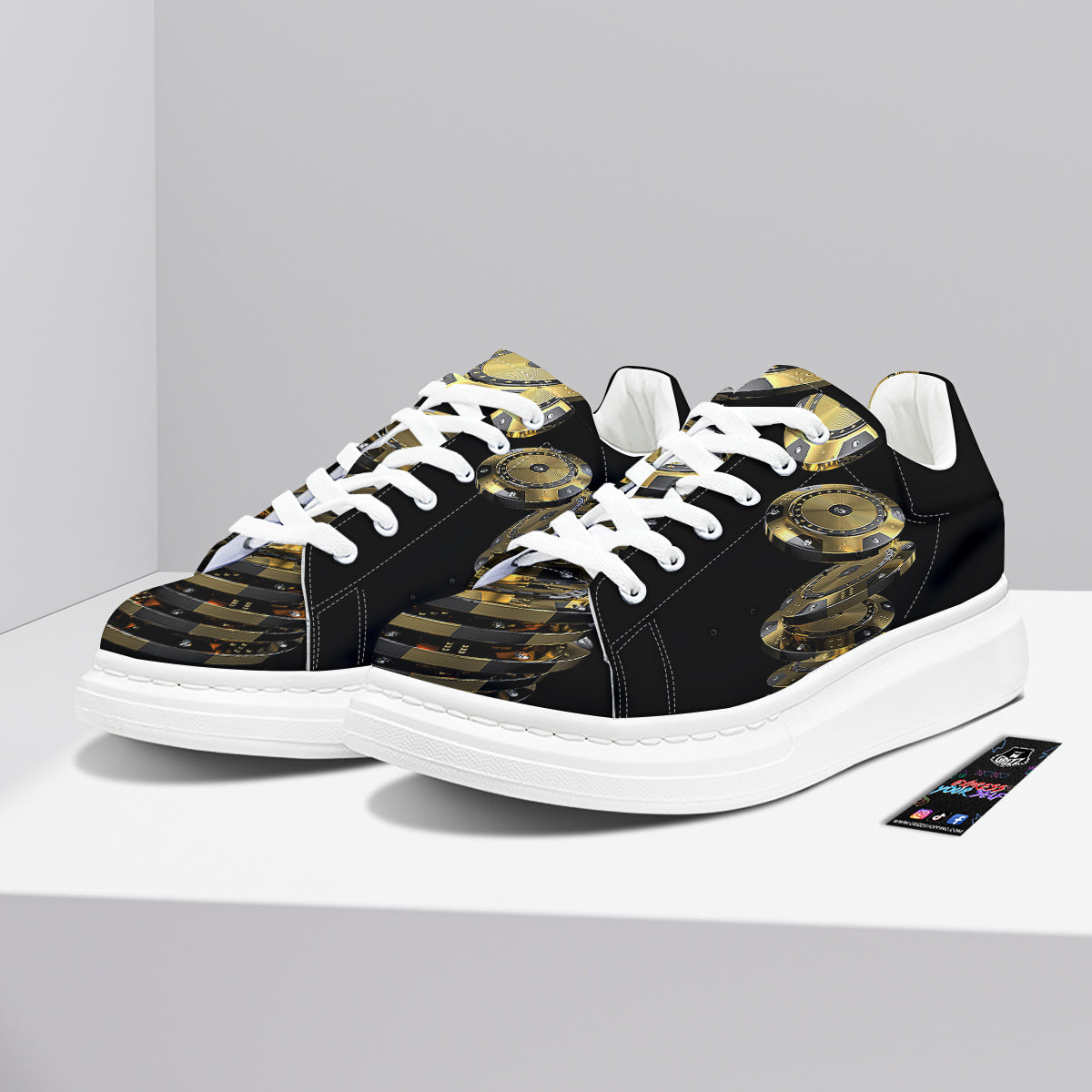 Casino Chips Poker Print Platform Shoes-grizzshop