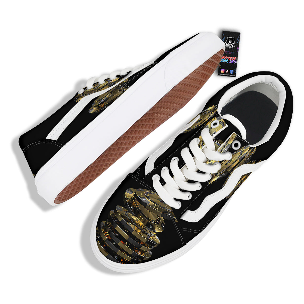 Casino Chips Poker Print Skate Shoes-grizzshop