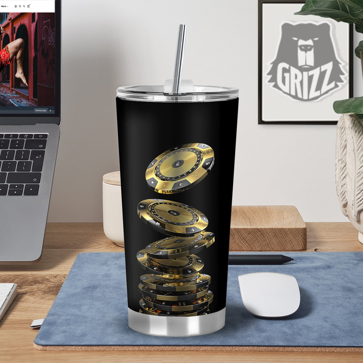 Casino Chips Poker Print Tumbler-grizzshop