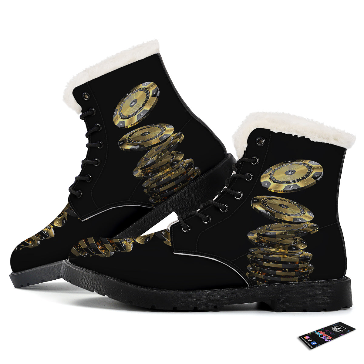 Casino Chips Poker Print Winter Boots-grizzshop