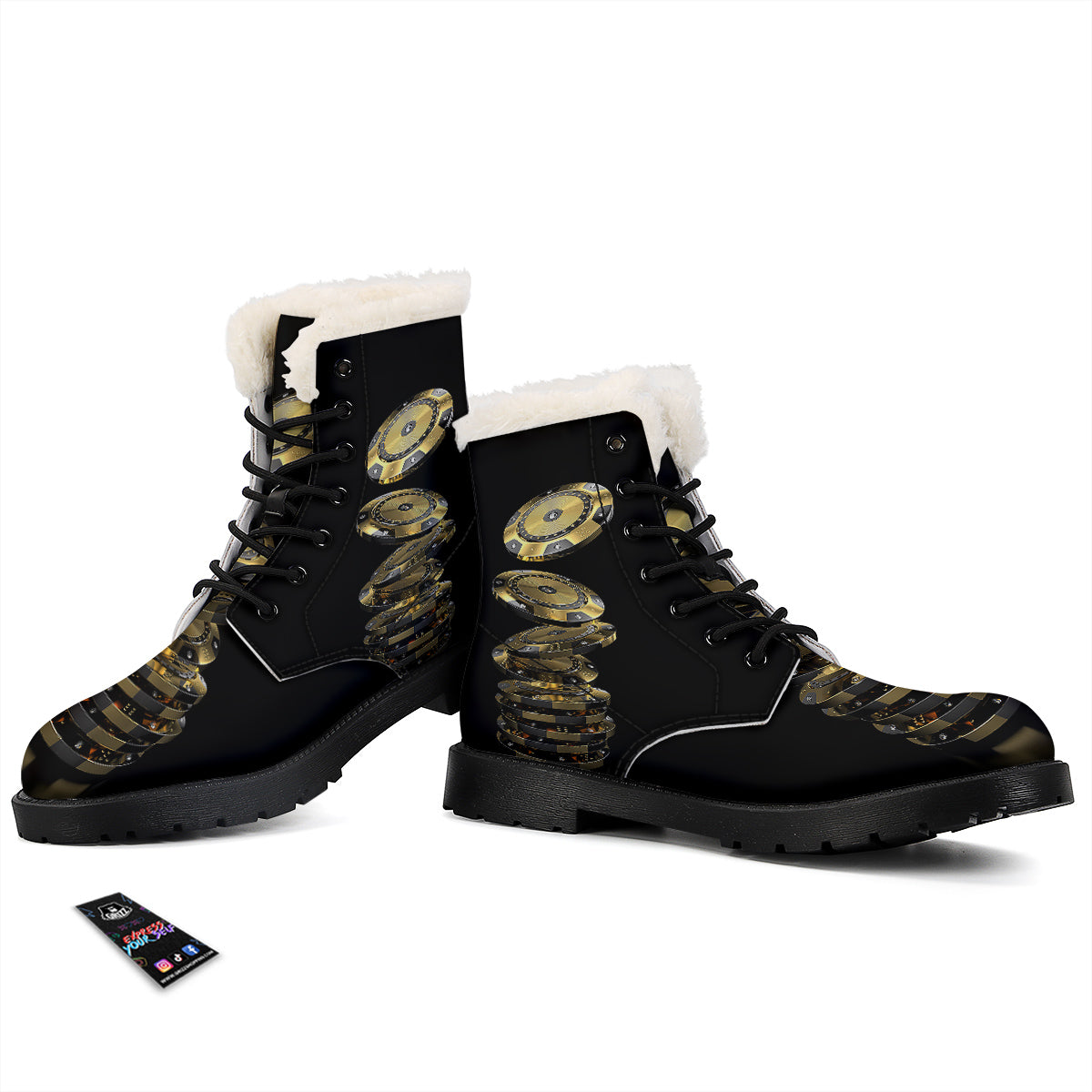 Casino Chips Poker Print Winter Boots-grizzshop