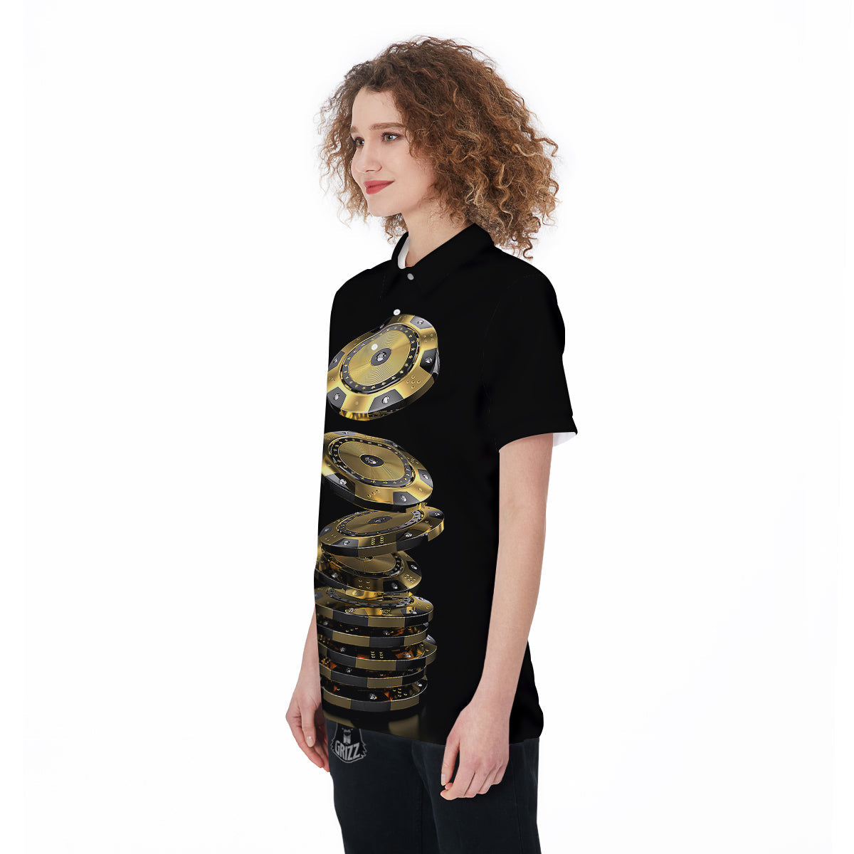 Casino Chips Poker Print Women's Golf Shirts-grizzshop