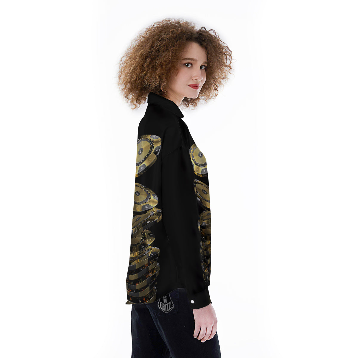 Casino Chips Poker Print Women's Long Sleeve Shirts-grizzshop