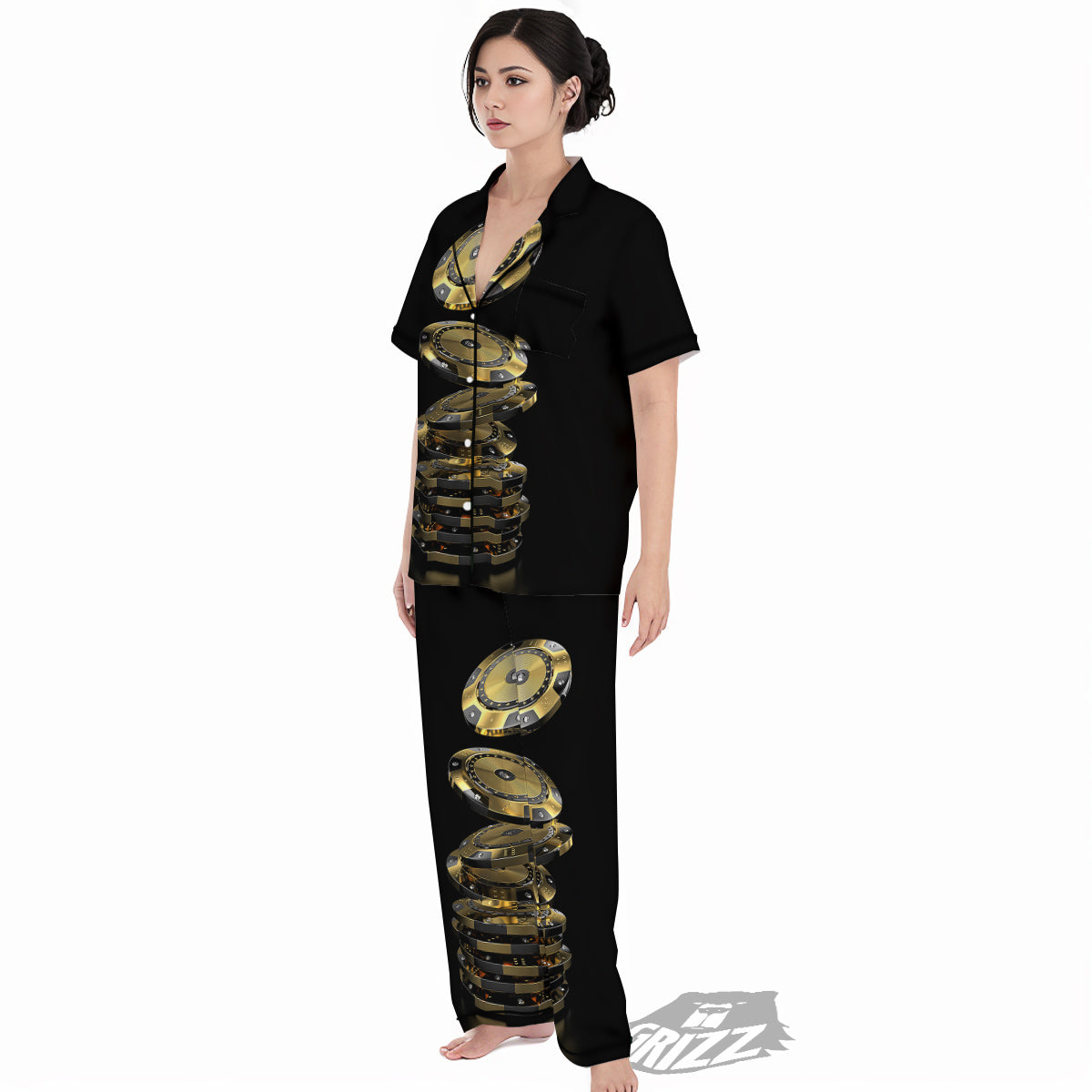 Casino Chips Poker Print Women's Pajamas Set-grizzshop
