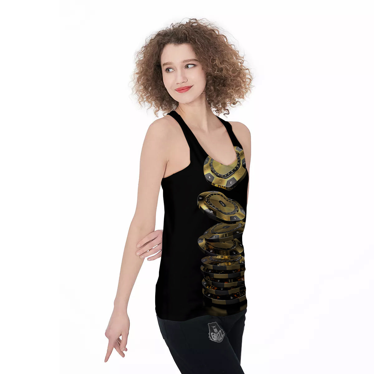Casino Chips Poker Print Women's Racerback Tank Top-grizzshop