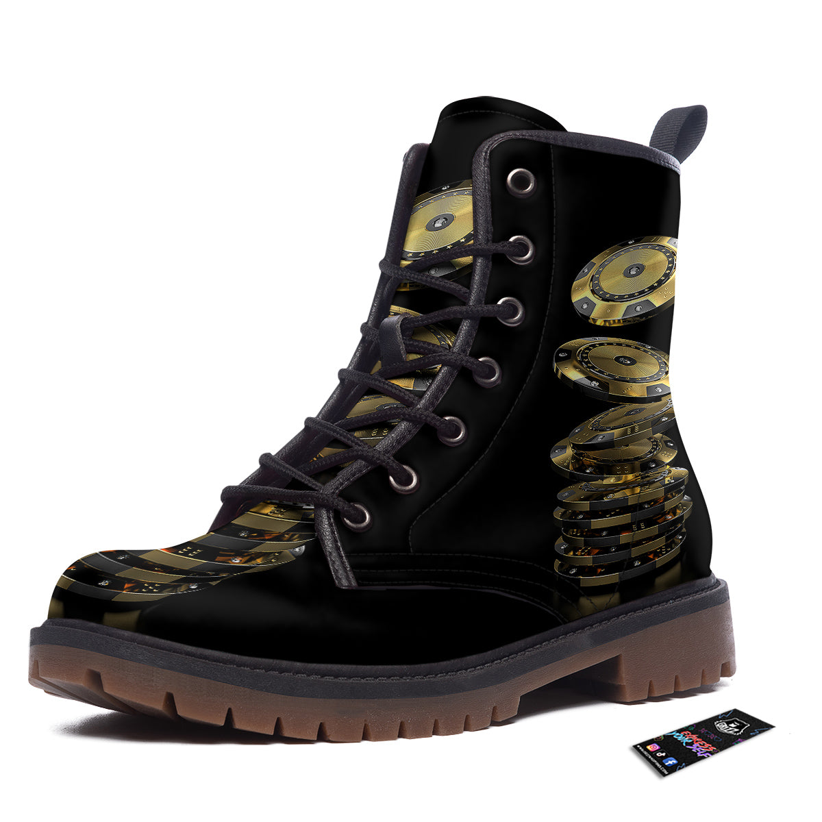 Casino Chips Poker Print Work Boots-grizzshop
