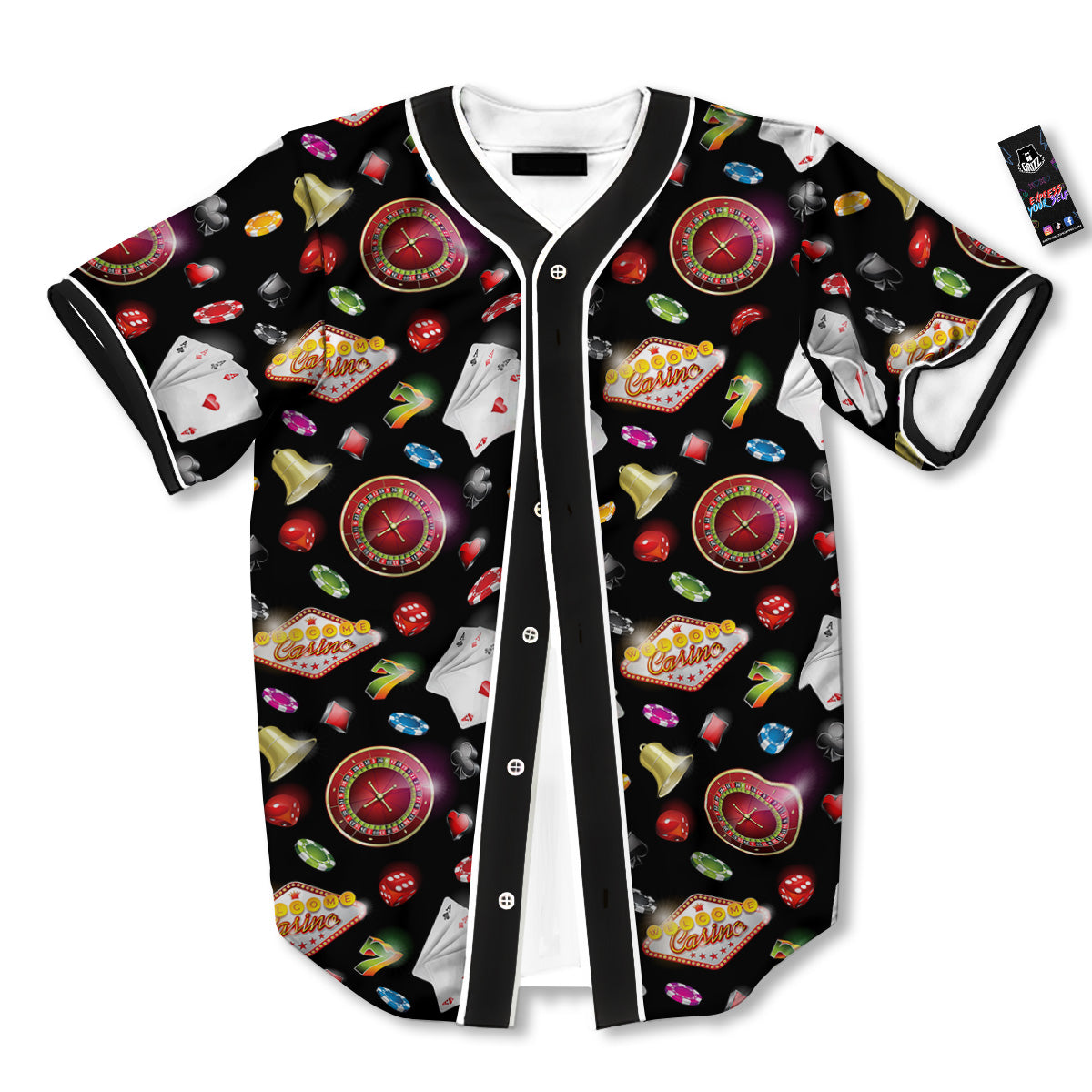 Casino Colorful Entertainments Print Pattern Baseball Jersey-grizzshop