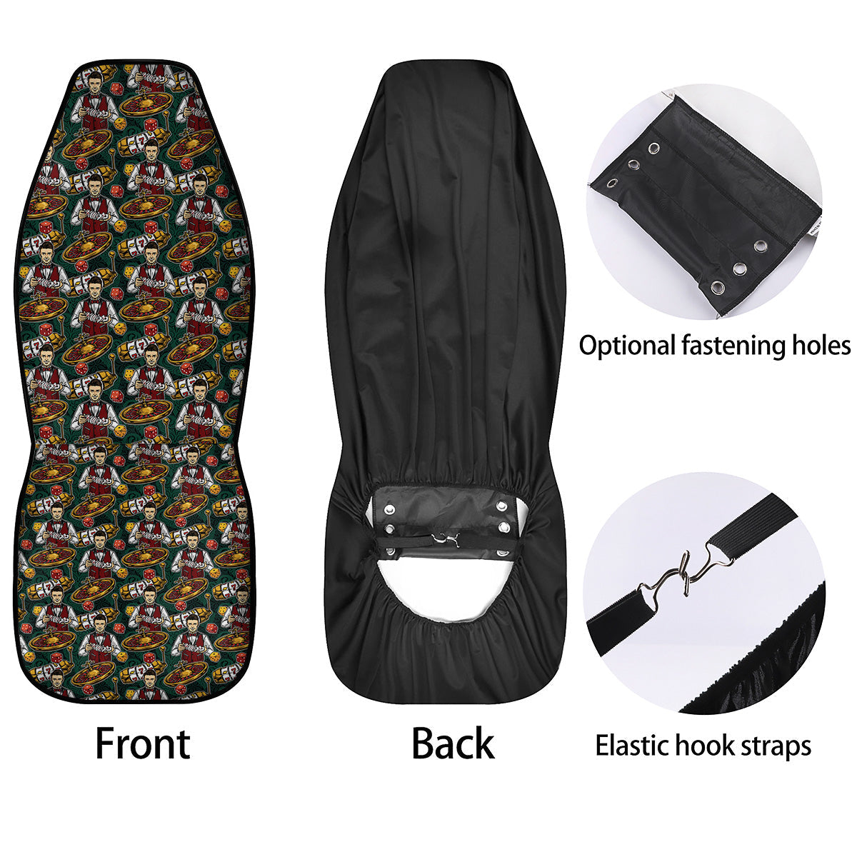 Casino Croupier And Slot Machine Print Pattern Car Seat Covers-grizzshop