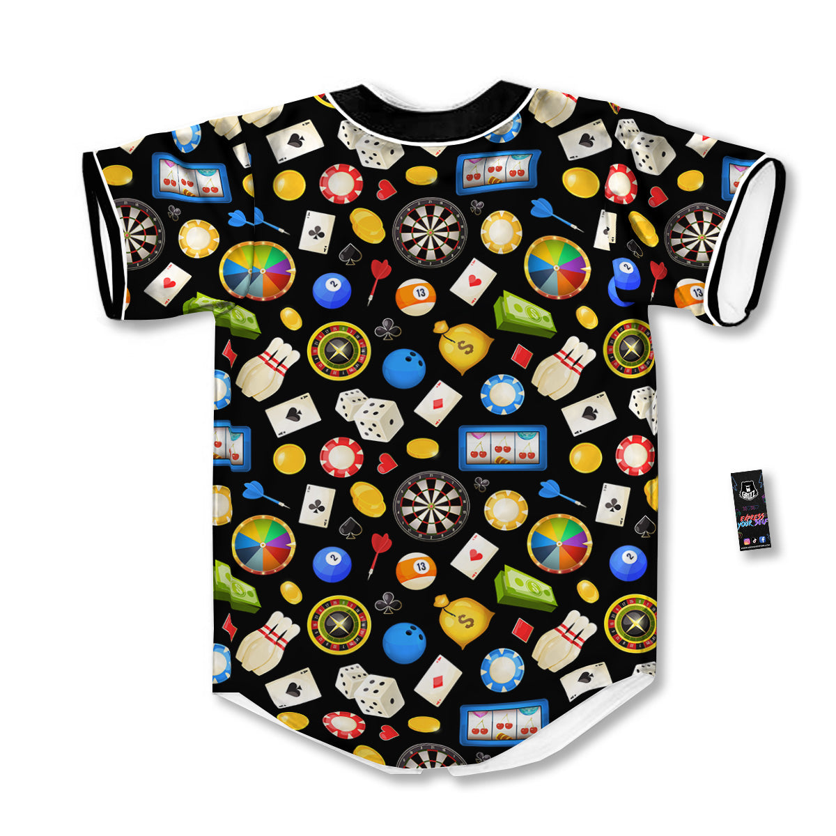 Casino Entertainments Print Pattern Baseball Jersey-grizzshop