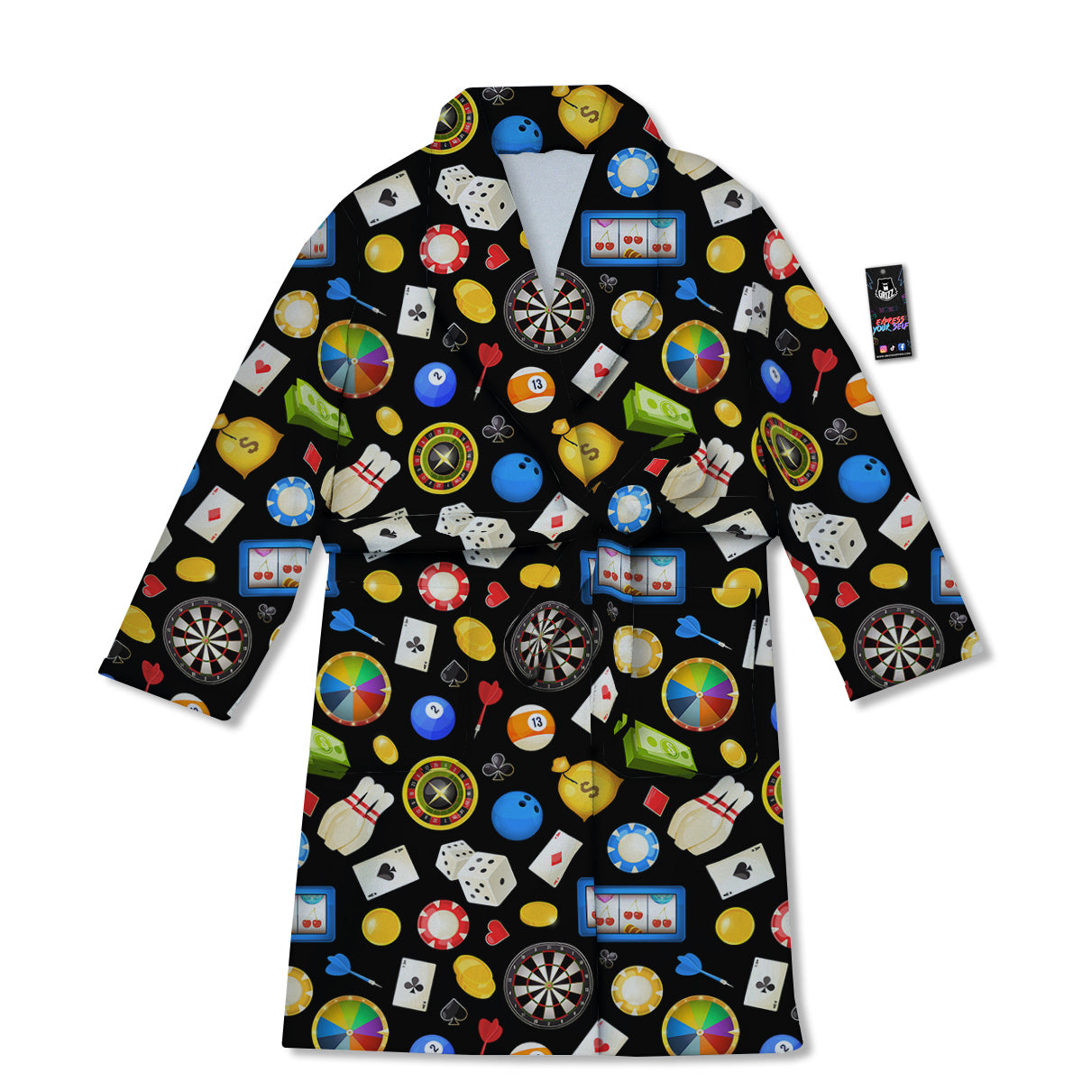 Casino Entertainments Print Pattern Bathrobe-grizzshop