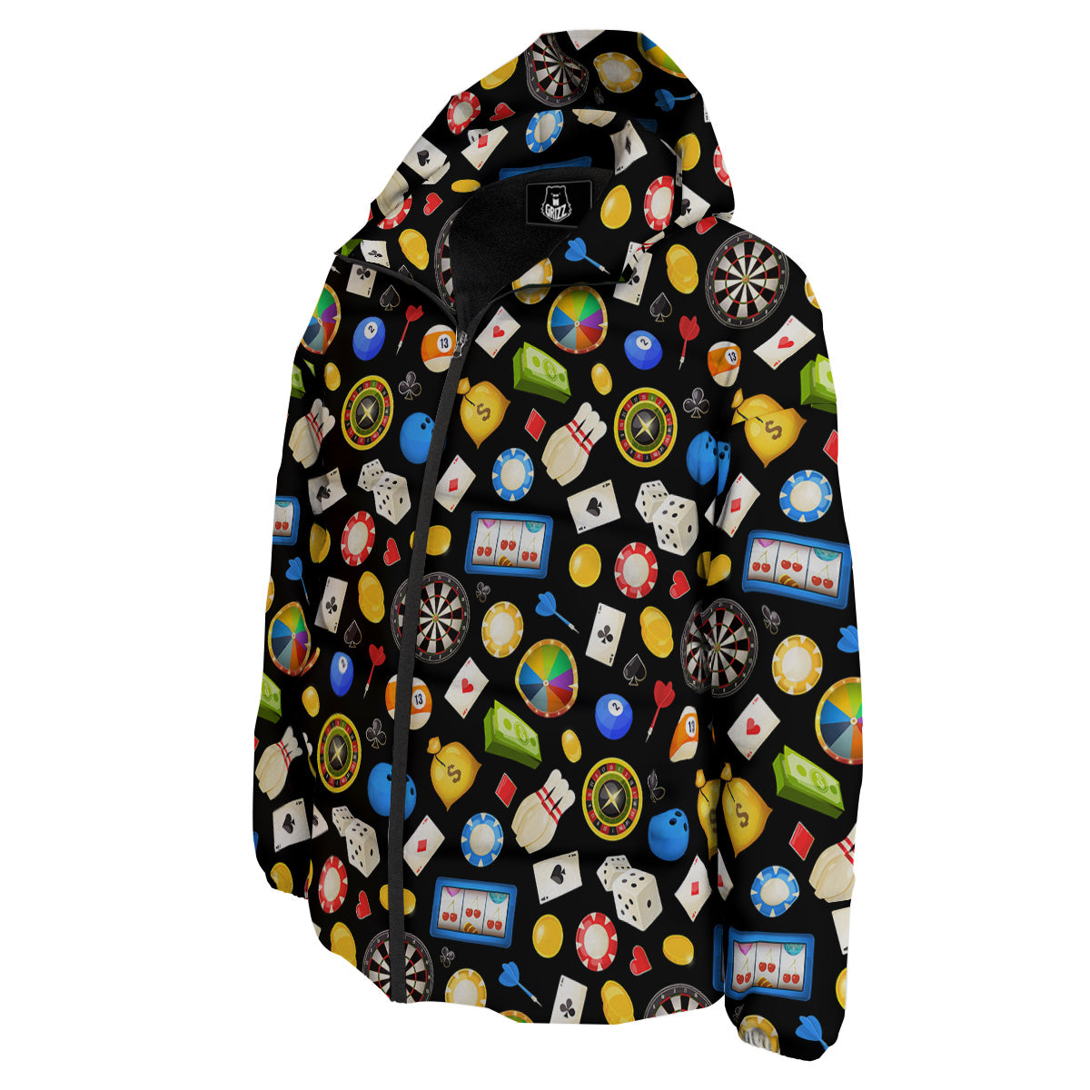Casino Entertainments Print Pattern Down Jacket-grizzshop