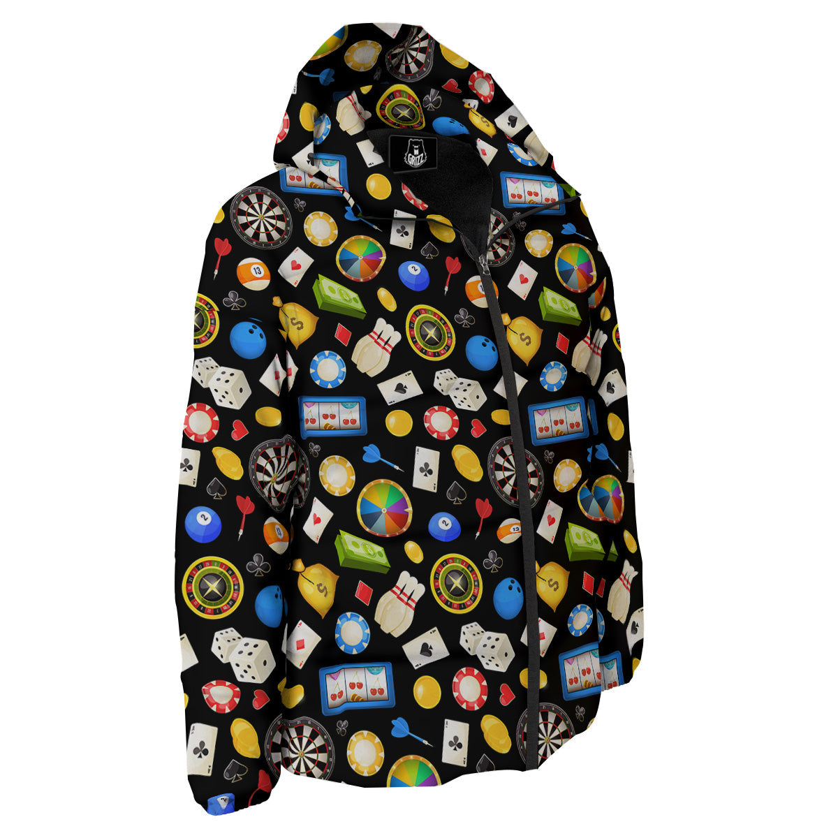 Casino Entertainments Print Pattern Down Jacket-grizzshop