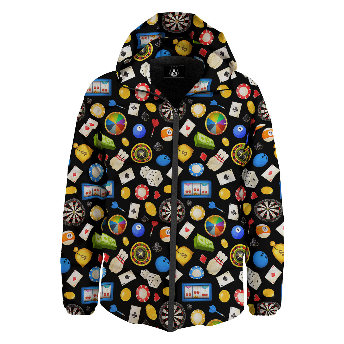 Casino Entertainments Print Pattern Down Jacket-grizzshop