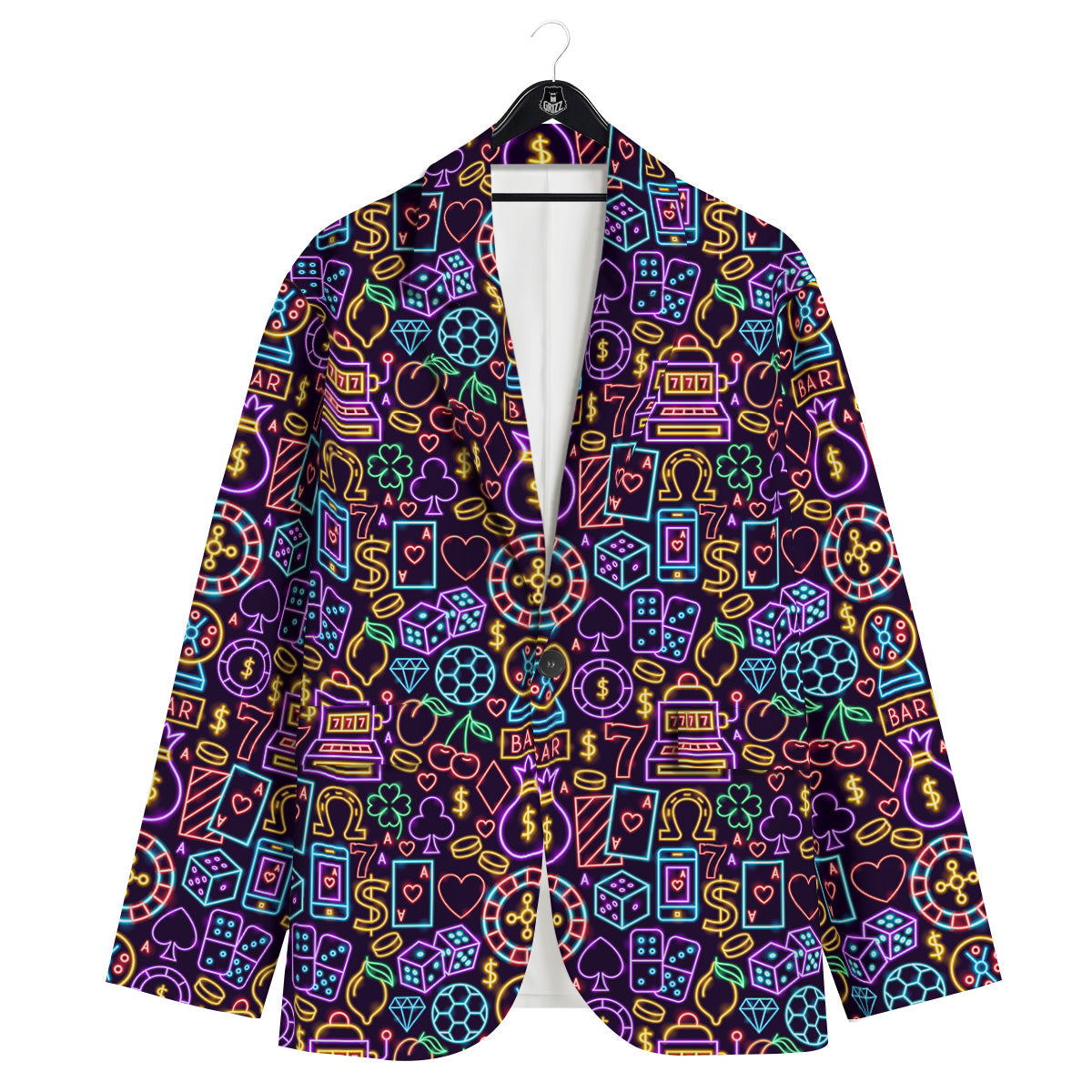 Casino Neon Night Sign Print Pattern Men's Sport Coat-grizzshop