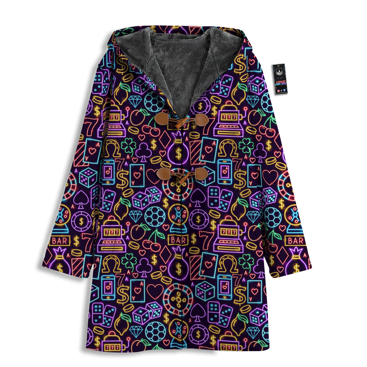 Casino Neon Night Sign Print Pattern Men's Windbreaker Jacket-grizzshop