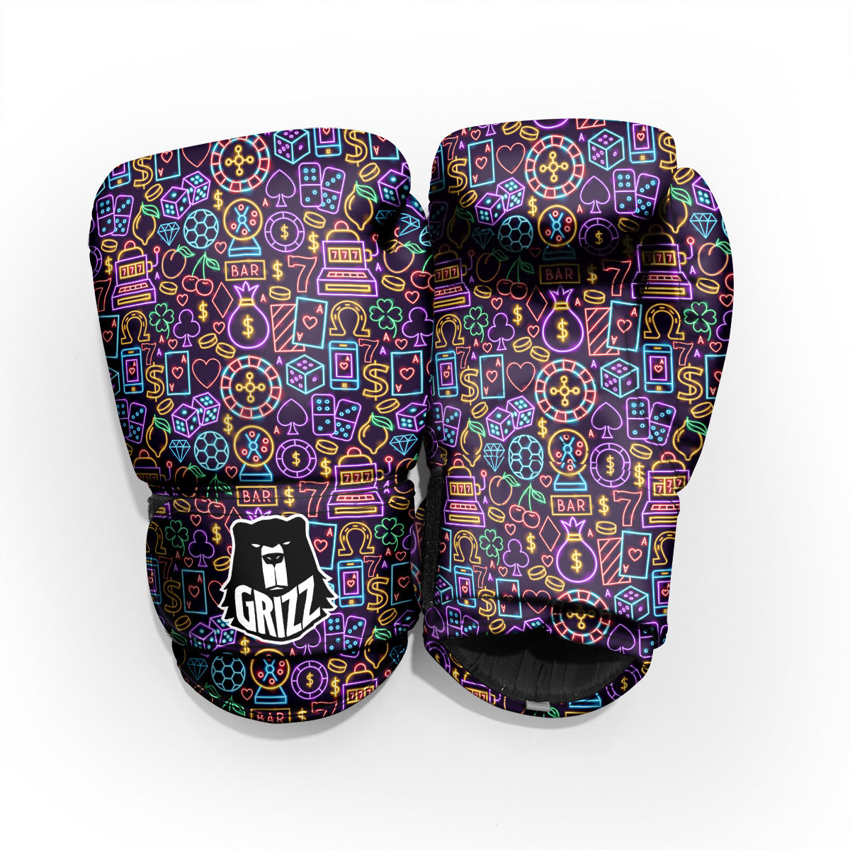 Casino Neon Night Sign Print Pattern Pro Boxing Glove