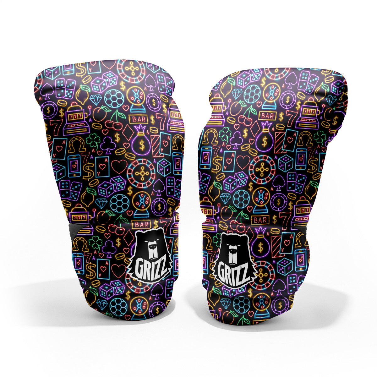Casino Neon Night Sign Print Pattern Pro Boxing Glove