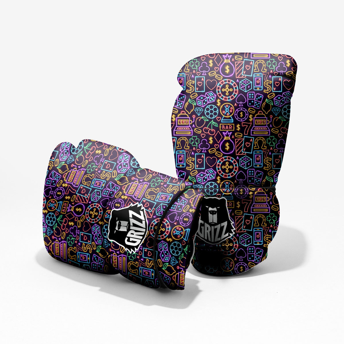 Casino Neon Night Sign Print Pattern Pro Boxing Glove