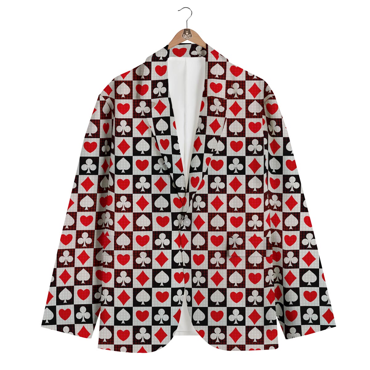 Casino Playing Card Poker Pattern Print Men's Blazer-grizzshop