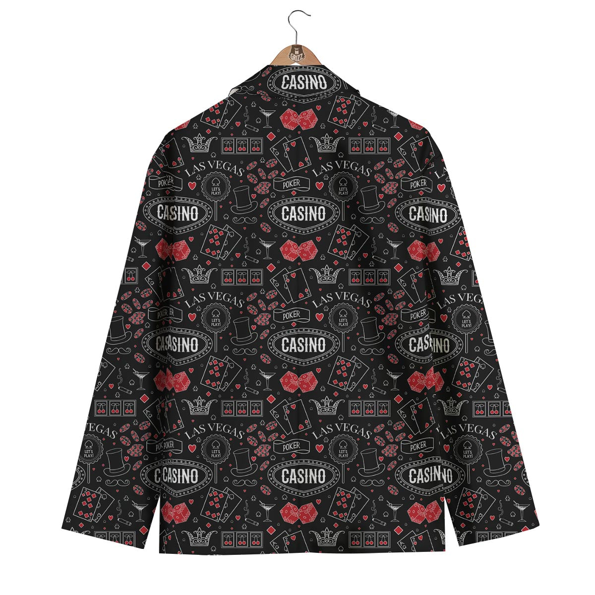 Casino Poker Pattern Print Men's Blazer-grizzshop