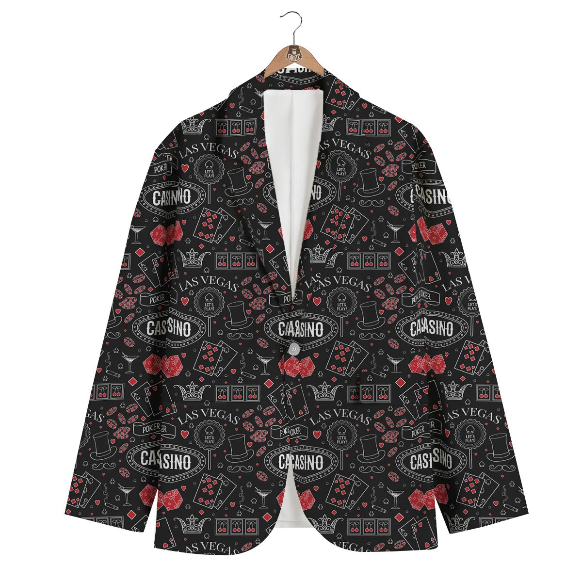 Casino Poker Pattern Print Men's Blazer-grizzshop