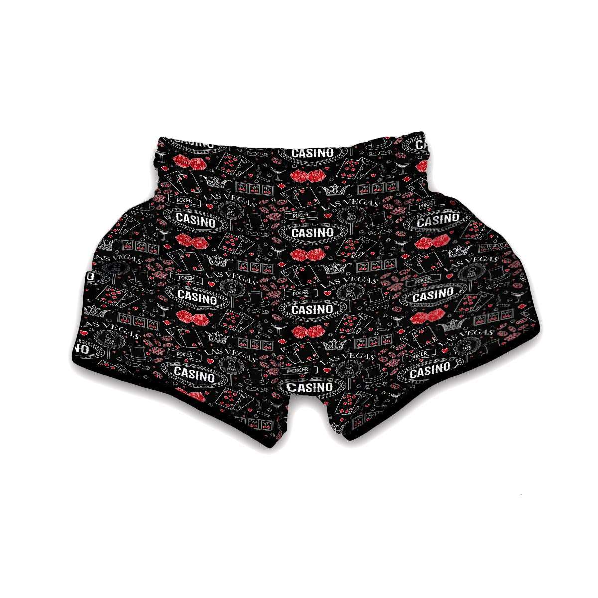 Casino Poker Pattern Print Muay Thai Boxing Shorts-grizzshop