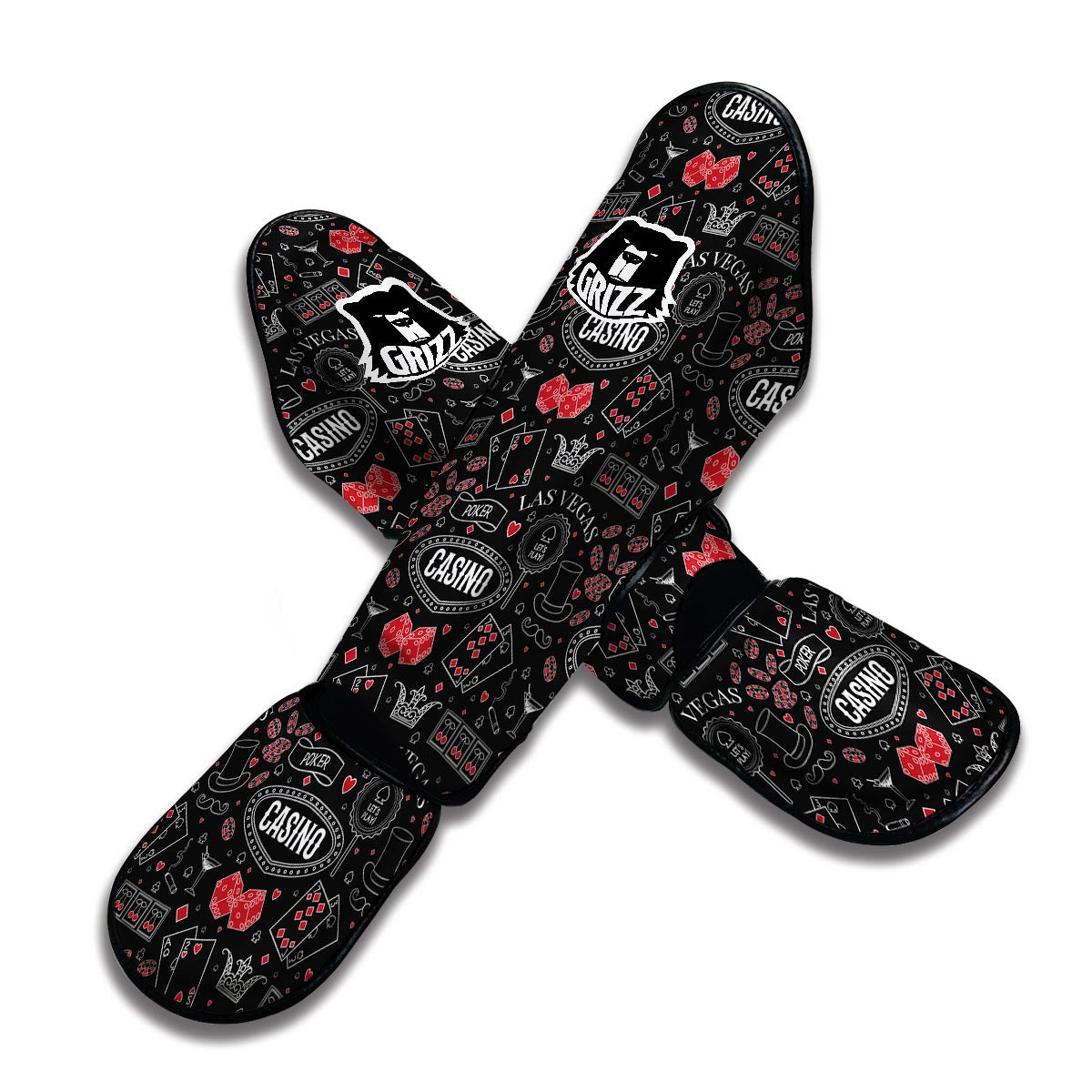 Casino Poker Pattern Print Muay Thai Shin Guards-grizzshop