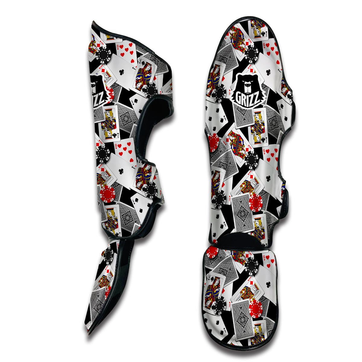 Casino Poker Print Pattern Muay Thai Shin Guards-grizzshop