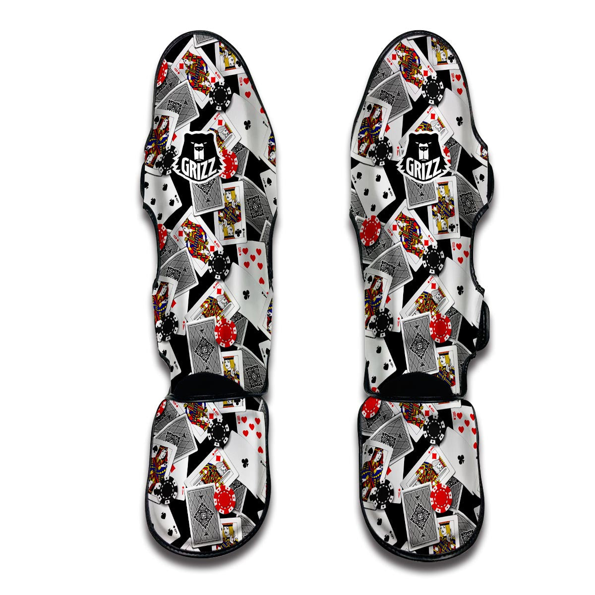 Casino Poker Print Pattern Muay Thai Shin Guards-grizzshop