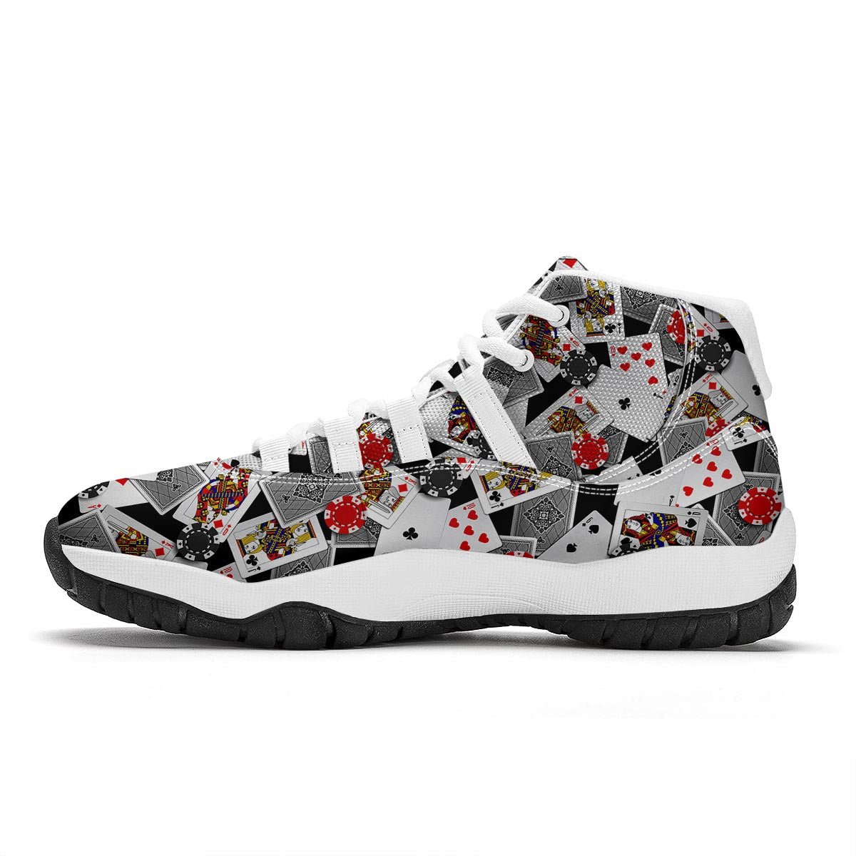 Casino Poker Print Pattern White Bball Shoes-grizzshop