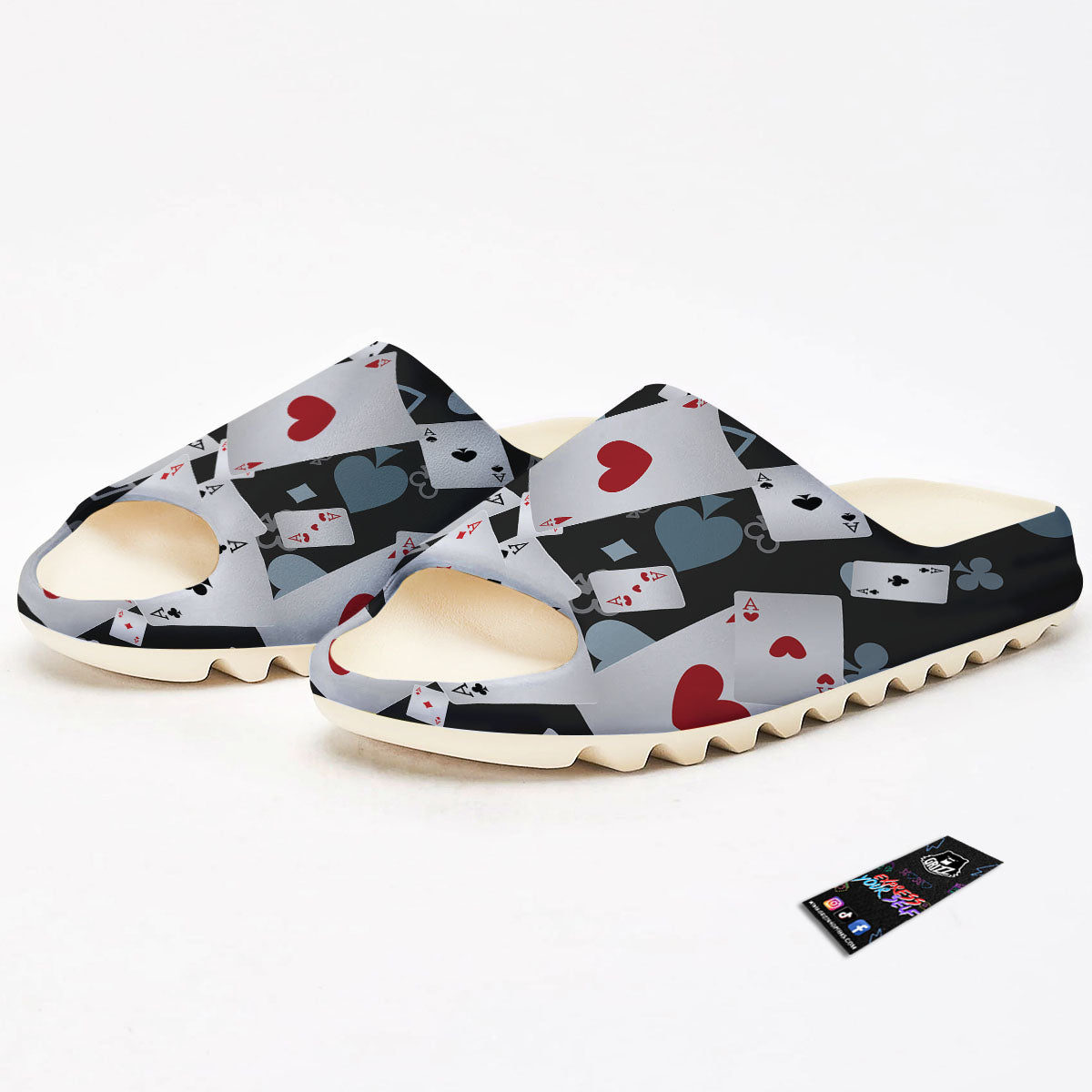 Casino Card Falling Print Sandals-grizzshop