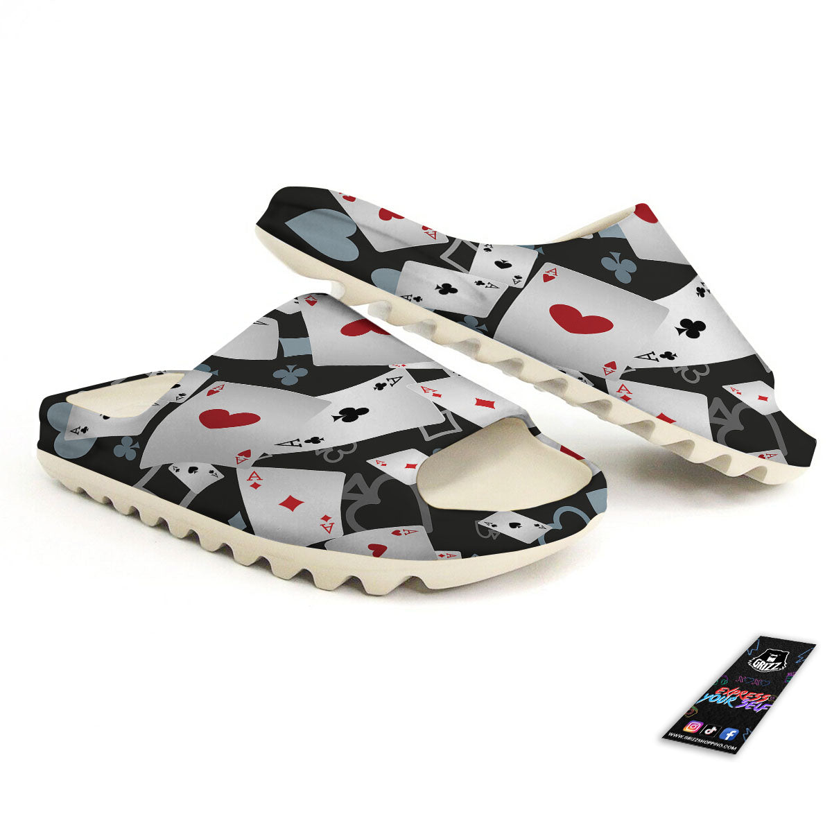 Casino Card Falling Print Sandals-grizzshop