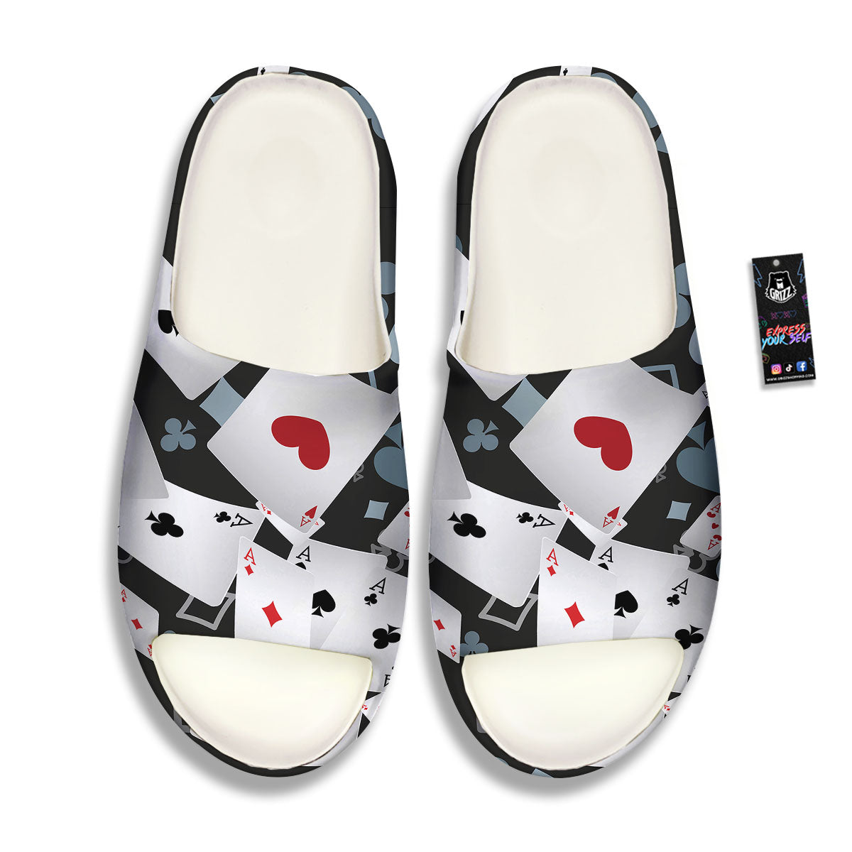 Casino Card Falling Print Sandals-grizzshop