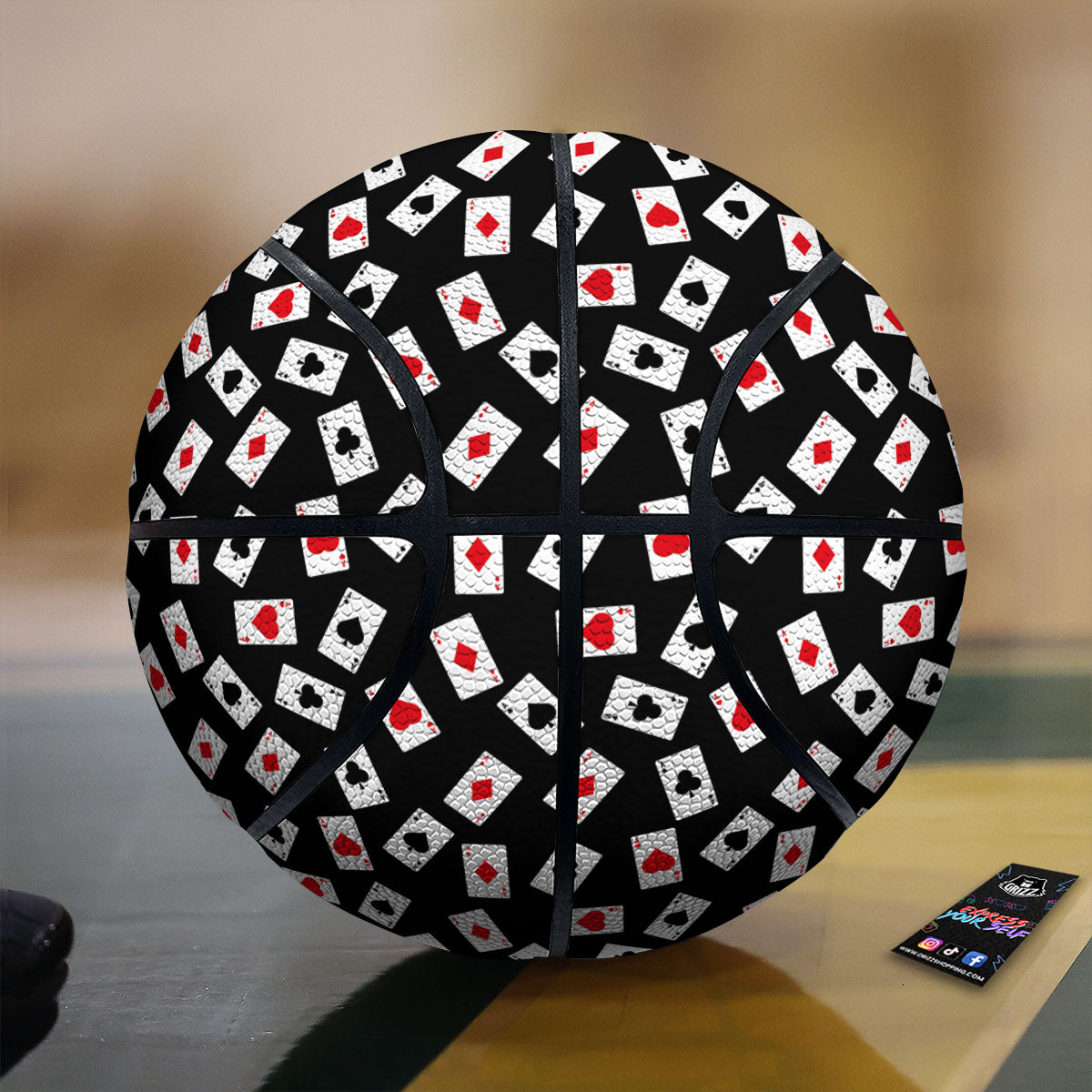 Casino Card Red And Black Print Pattern Basketball