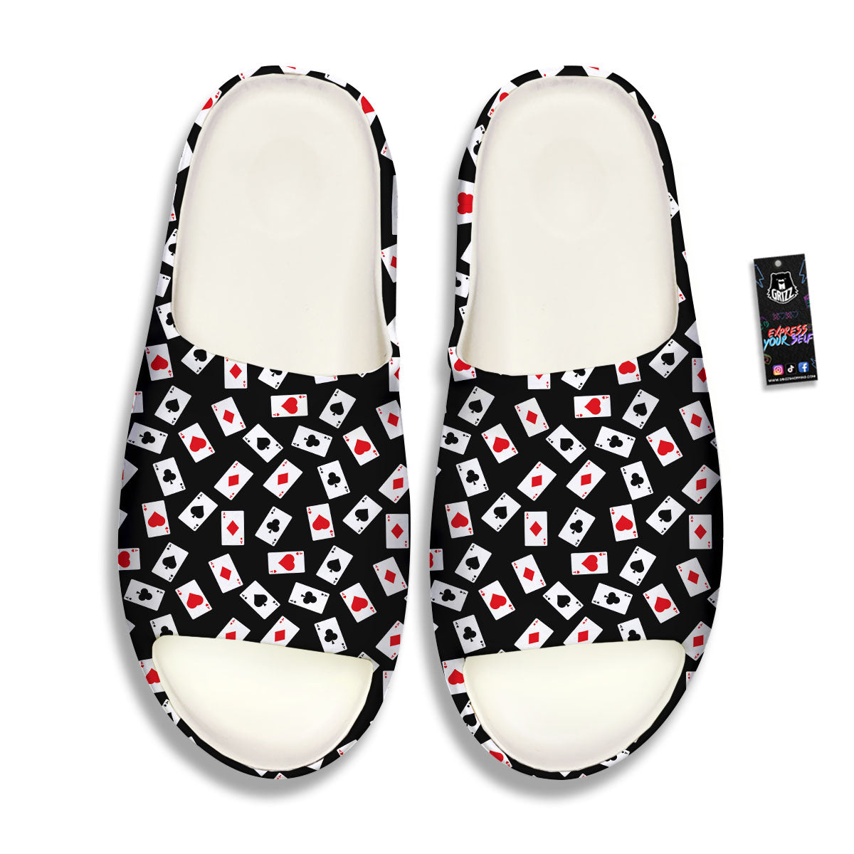 Casino Card Red And Black Print Pattern Sandals-grizzshop