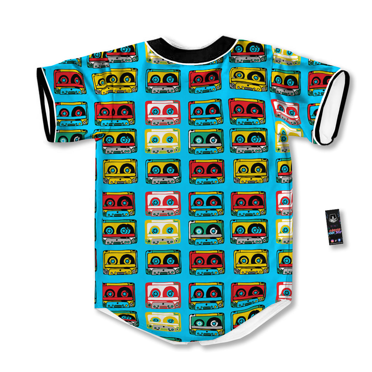 Cassette Colorful Print Pattern Baseball Jersey-grizzshop