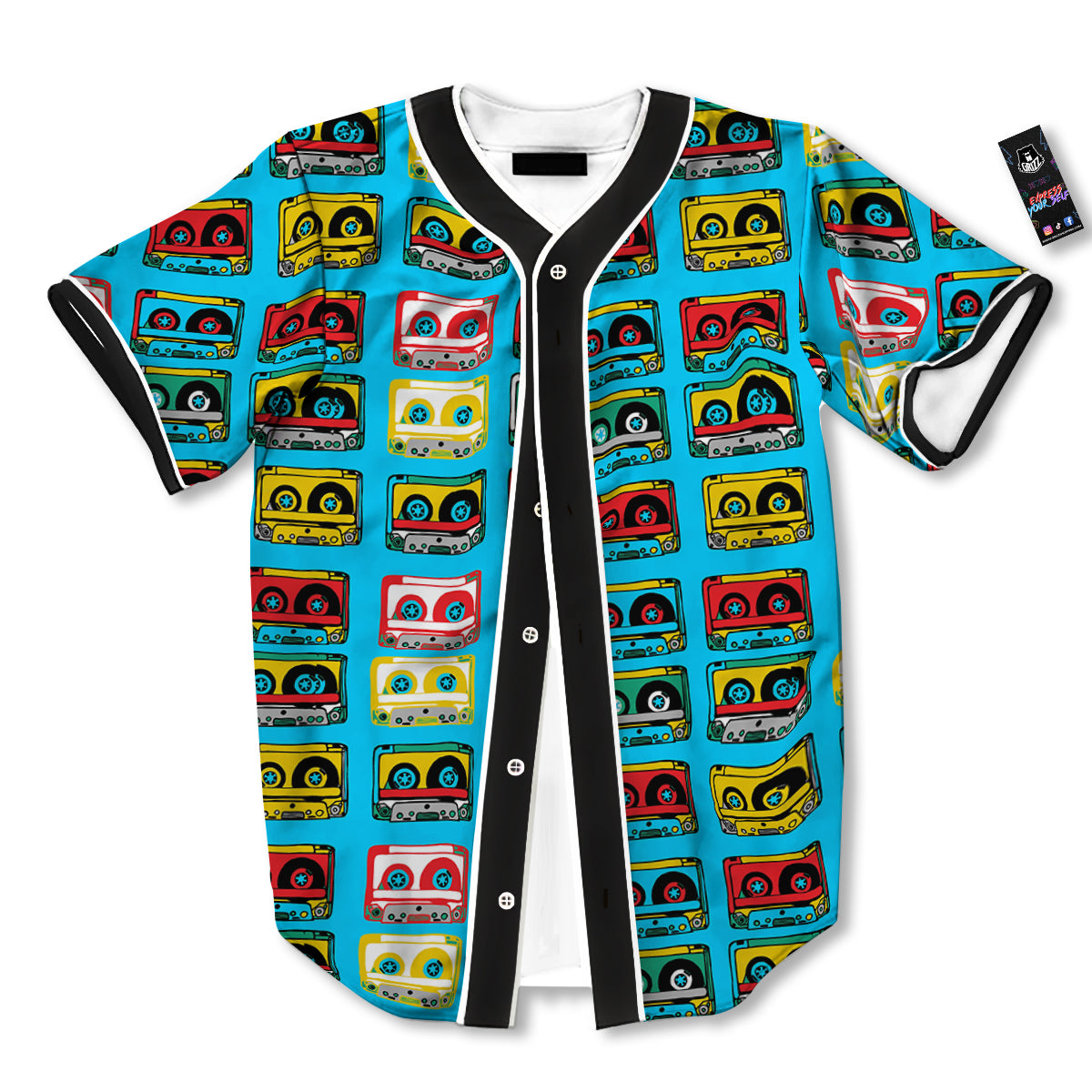 Cassette Colorful Print Pattern Baseball Jersey-grizzshop