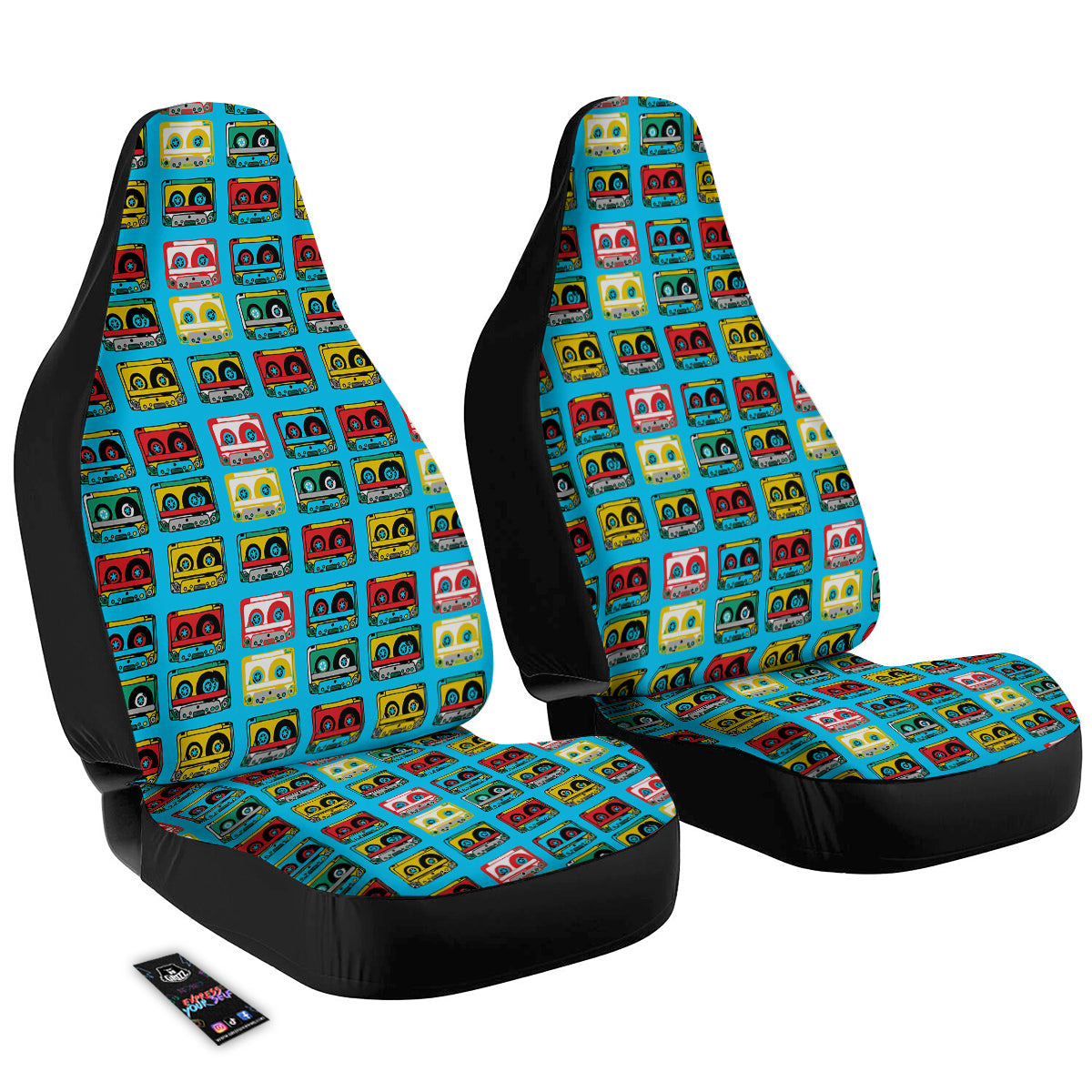 Cassette Colorful Print Pattern Car Seat Covers-grizzshop